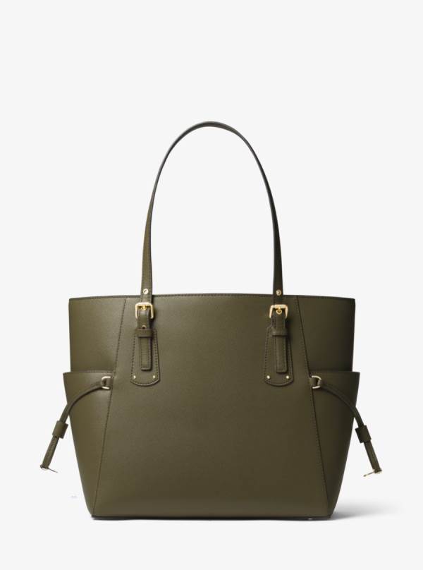 Damske Prenosná Taška Michael Kors Voyager Small Crossgrain Leather Olivovo Zelená - Kabelky Michael Kors Levně | ODHKP-9210